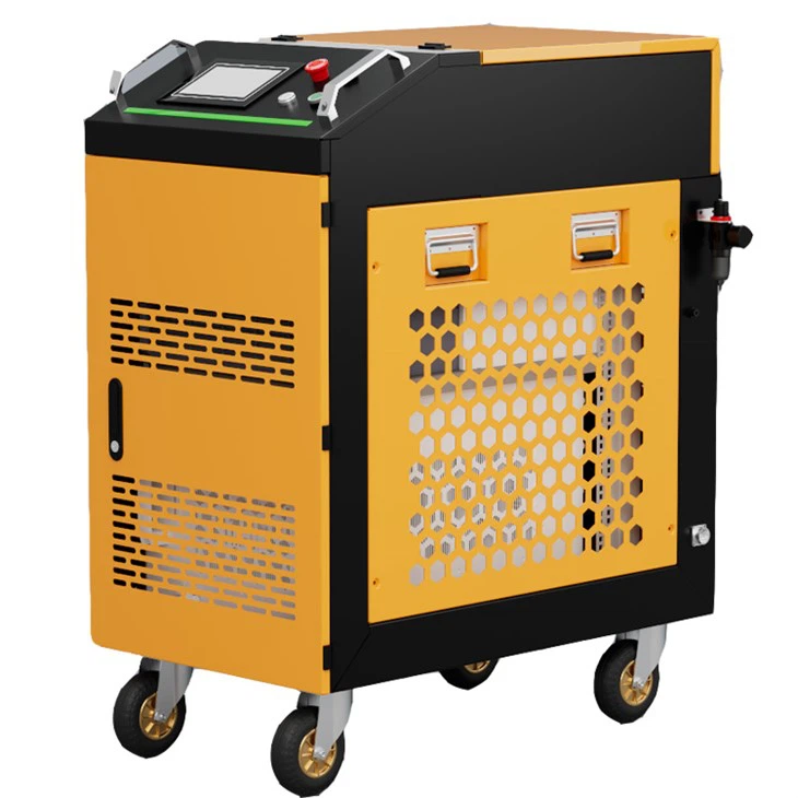 เครื่องปอกด้วยเลเซอร์แบบพกพาขนาดพกพา 300W สำหรับการกำจัดสนิมและสีชิ้นส่วนรถยนต์
